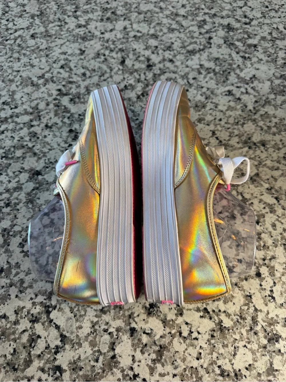 Keds x Barbie WH68062 Iridescent Gold Triple Kick Platform Sneakers Size 9